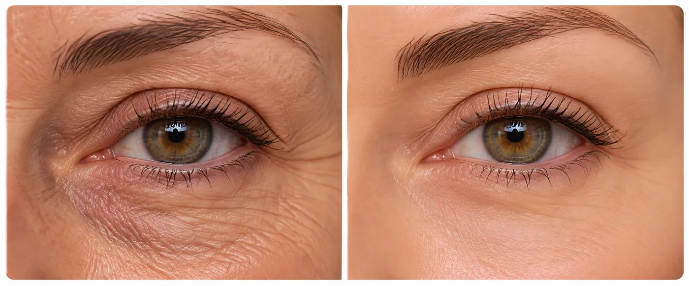 Comparação ilustrativa da região dos olhos